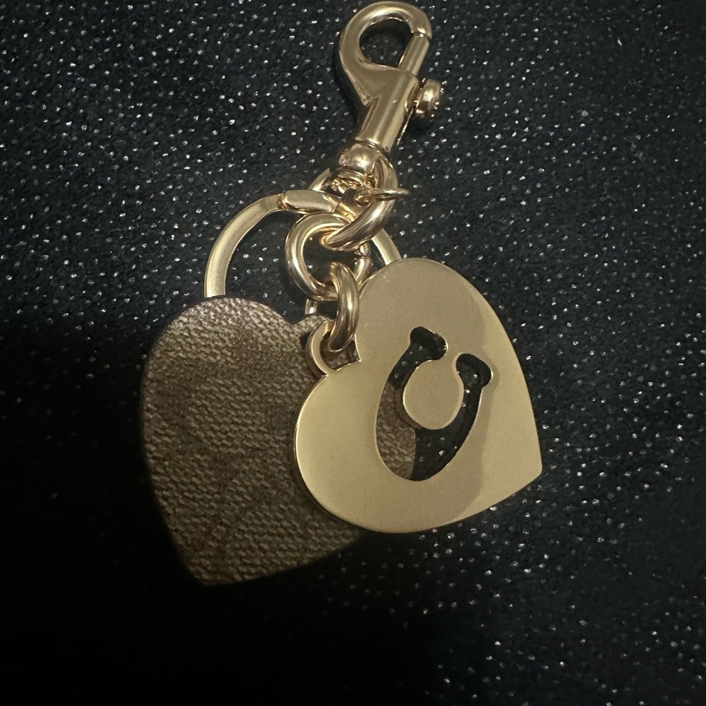Coach Gold and Silver Heart Keychain